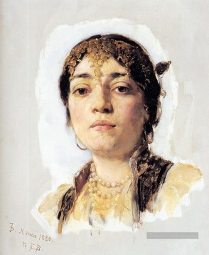 Tête d’un portrait de femme orientale Frank Duveneck Peinture à l'huile